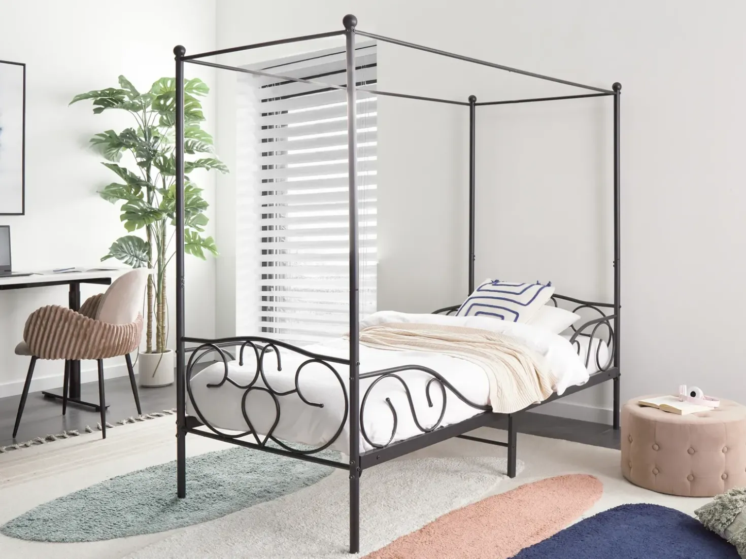 Letto a baldacchino Metallo SORMERY 90 x 200 cm Nero