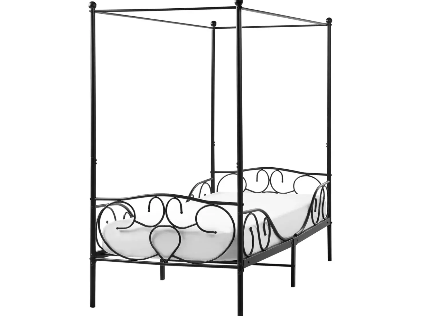 Letto a baldacchino Metallo SORMERY 90 x 200 cm Nero