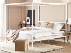 Letto a baldacchino Metallo LESTARDS 180 x 200 cm Bianco