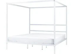 Letto a baldacchino Metallo LESTARDS 180 x 200 cm Bianco
