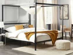 Letto a baldacchino Metallo LESTARDS 180 x 200 cm Nero