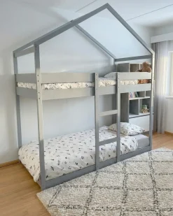 Letto a castello Casa Legno di pino LABATUT 90 x 200 cm Grigio