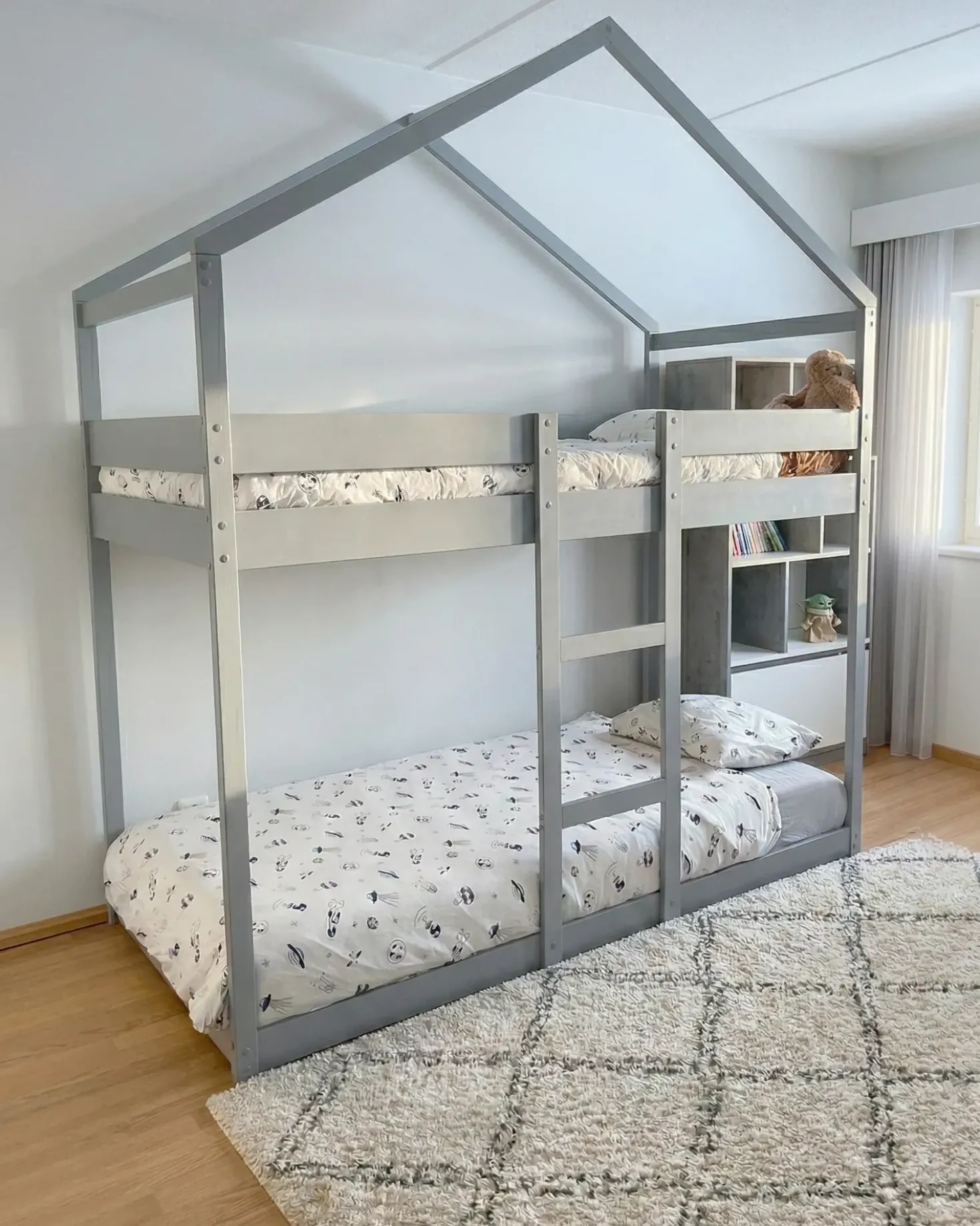 Letto a castello Casa Legno di pino LABATUT 90 x 200 cm Grigio
