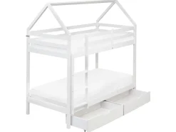 Letto a castello con cassetti Casa Legno di pino TERNAS 90 x 200 cm con contenitore Bianco
