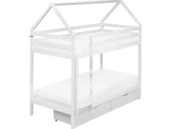 Letto a castello con cassetti Casa Legno di pino TERNAS 90 x 200 cm con contenitore Bianco