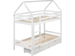 Letto a castello con cassetti Casa Legno di pino TERNAS 90 x 200 cm con contenitore Bianco