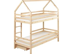 Letto a castello con cassetti Casa Legno di pino GIRGOLS 90 x 200 cm con contenitore Marrone chiaro