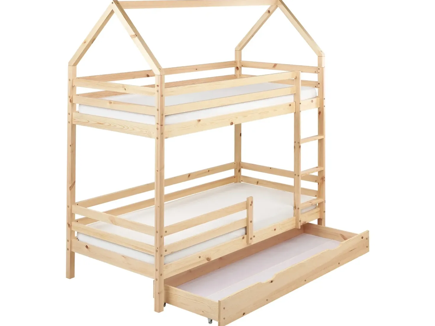 Letto a castello con cassetti Casa Legno di pino GIRGOLS 90 x 200 cm con contenitore Marrone chiaro