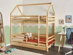Letto a castello con cassetti Casa Legno di pino GIRGOLS 90 x 200 cm con contenitore Marrone chiaro