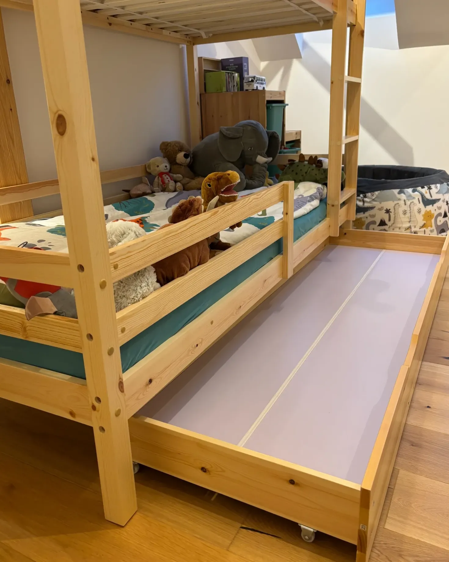 Letto a castello con cassetti Casa Legno di pino GIRGOLS 90 x 200 cm con contenitore Marrone chiaro
