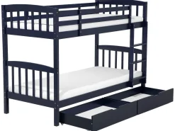 Letto a castello con cassetti Legno di pino REVIN 90 x 200 cm Blu marino