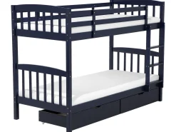 Letto a castello con cassetti Legno di pino REVIN 90 x 200 cm Blu marino