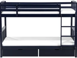 Letto a castello con cassetti Legno di pino REVIN 90 x 200 cm Blu marino