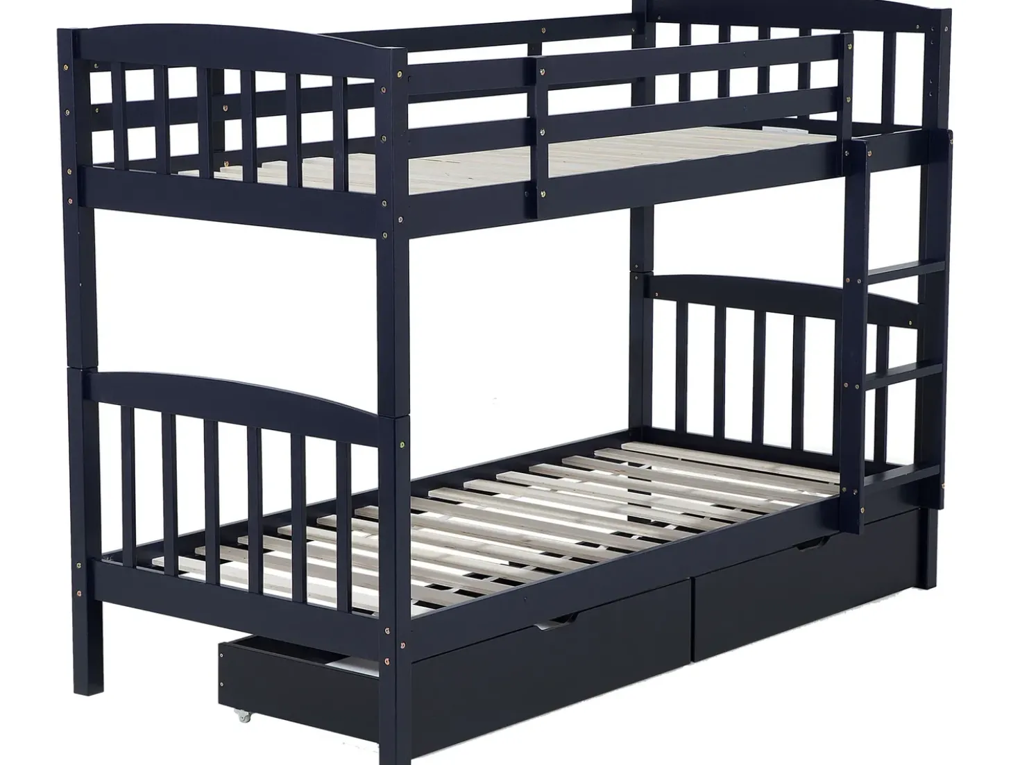 Letto a castello con cassetti Legno di pino REVIN 90 x 200 cm Blu marino
