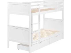 Letto a castello con cassetti Legno di pino ALBON 90 x 200 cm Bianco