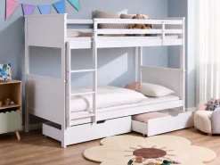 Letto a castello con cassetti Legno di pino ALBON 90 x 200 cm Bianco