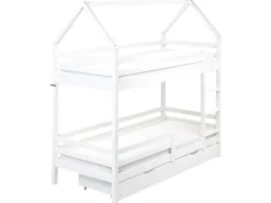 Letto a castello con cassetti Casa Legno di pino GIRGOLS 90 x 200 cm con contenitore Bianco