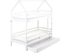 Letto a castello con cassetti Casa Legno di pino GIRGOLS 90 x 200 cm con contenitore Bianco