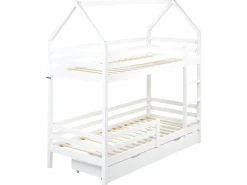 Letto a castello con cassetti Casa Legno di pino GIRGOLS 90 x 200 cm con contenitore Bianco