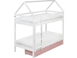 Letto a castello con cassetti Casa Legno di pino TERNAS 90 x 200 cm Rosa