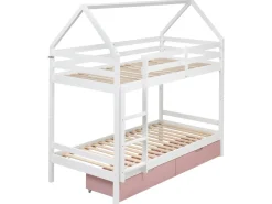 Letto a castello con cassetti Casa Legno di pino TERNAS 90 x 200 cm Rosa