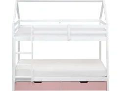 Letto a castello con cassetti Casa Legno di pino TERNAS 90 x 200 cm Rosa