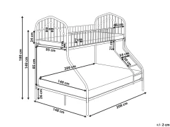 Letto a castello Metallo CHAMONIX 90/140 x 200 cm Bianco