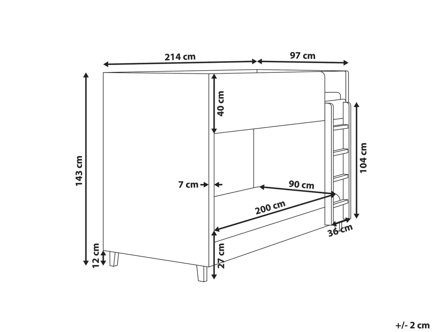 Letto a castello Velluto CHOCQUES 90 x 200 cm Grigio chiaro