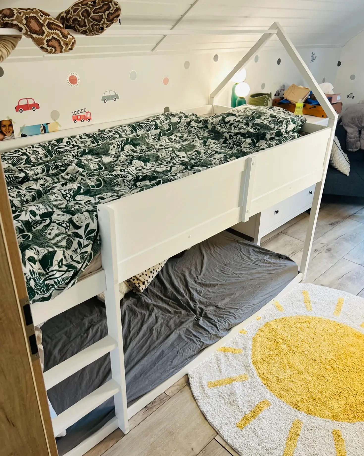 Letto a mezza altezza Casa Legno di pino DIENNE 90 x 200 cm Bianco