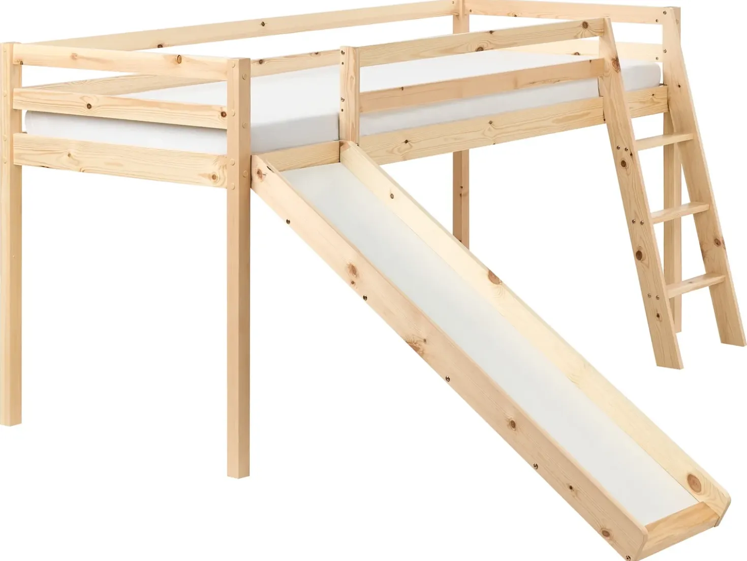 Letto a mezza altezza Legno di pino STAPLE 90 x 200 cm con Scivolo Marrone chiaro