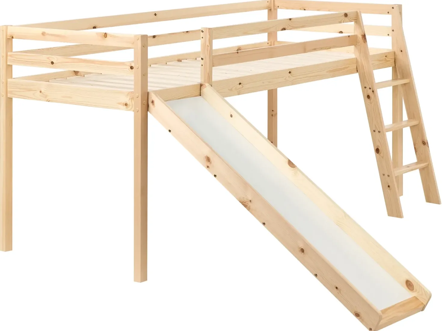Letto a mezza altezza Legno di pino STAPLE 90 x 200 cm con Scivolo Marrone chiaro