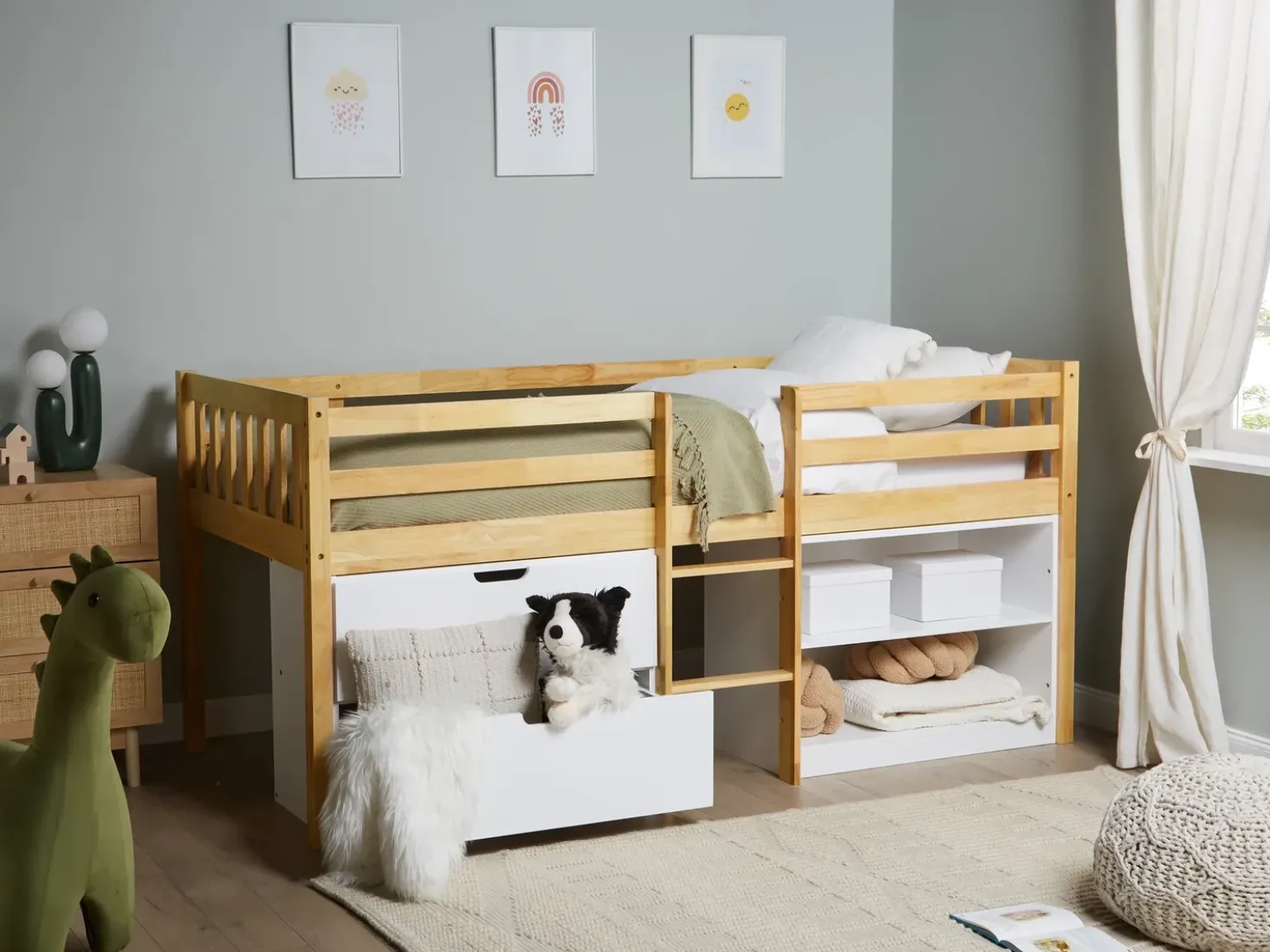 Letto a mezza altezza Legno SUSVILLE 90 x 200 cm Marrone chiaro