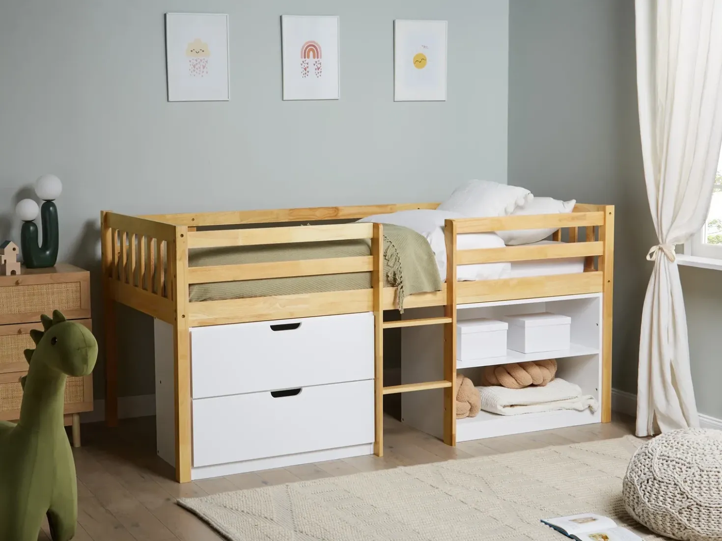 Letto a mezza altezza Legno SUSVILLE 90 x 200 cm Marrone chiaro