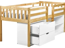 Letto a mezza altezza Legno SUSVILLE 90 x 200 cm Marrone chiaro