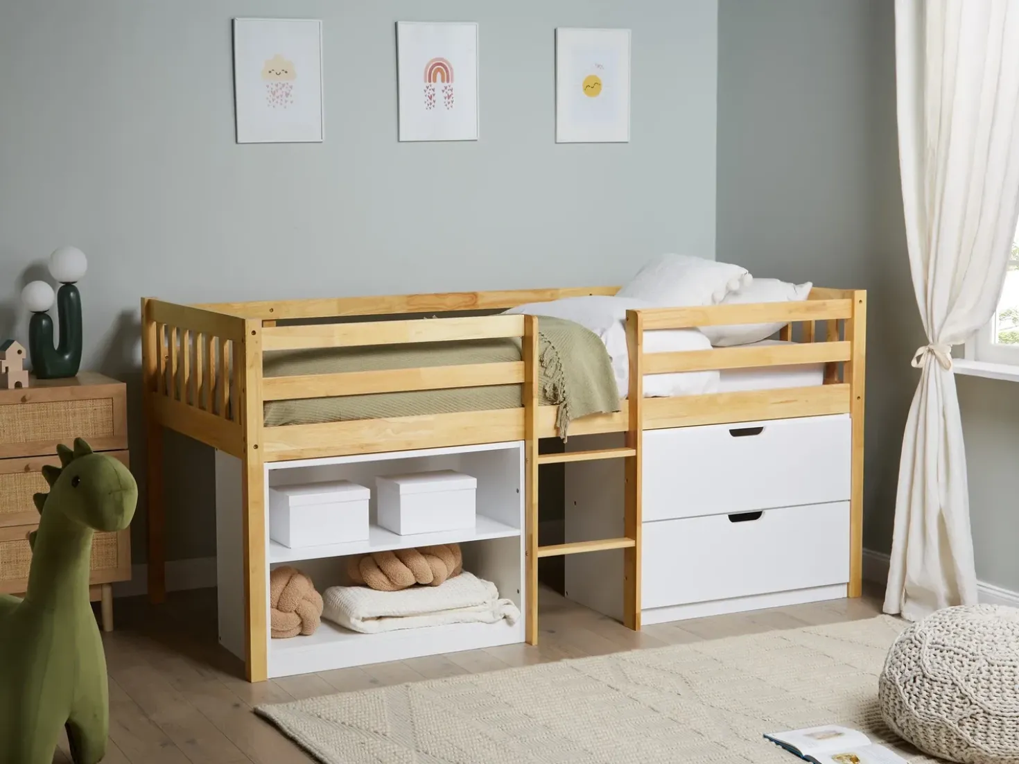 Letto a mezza altezza Legno SUSVILLE 90 x 200 cm Marrone chiaro