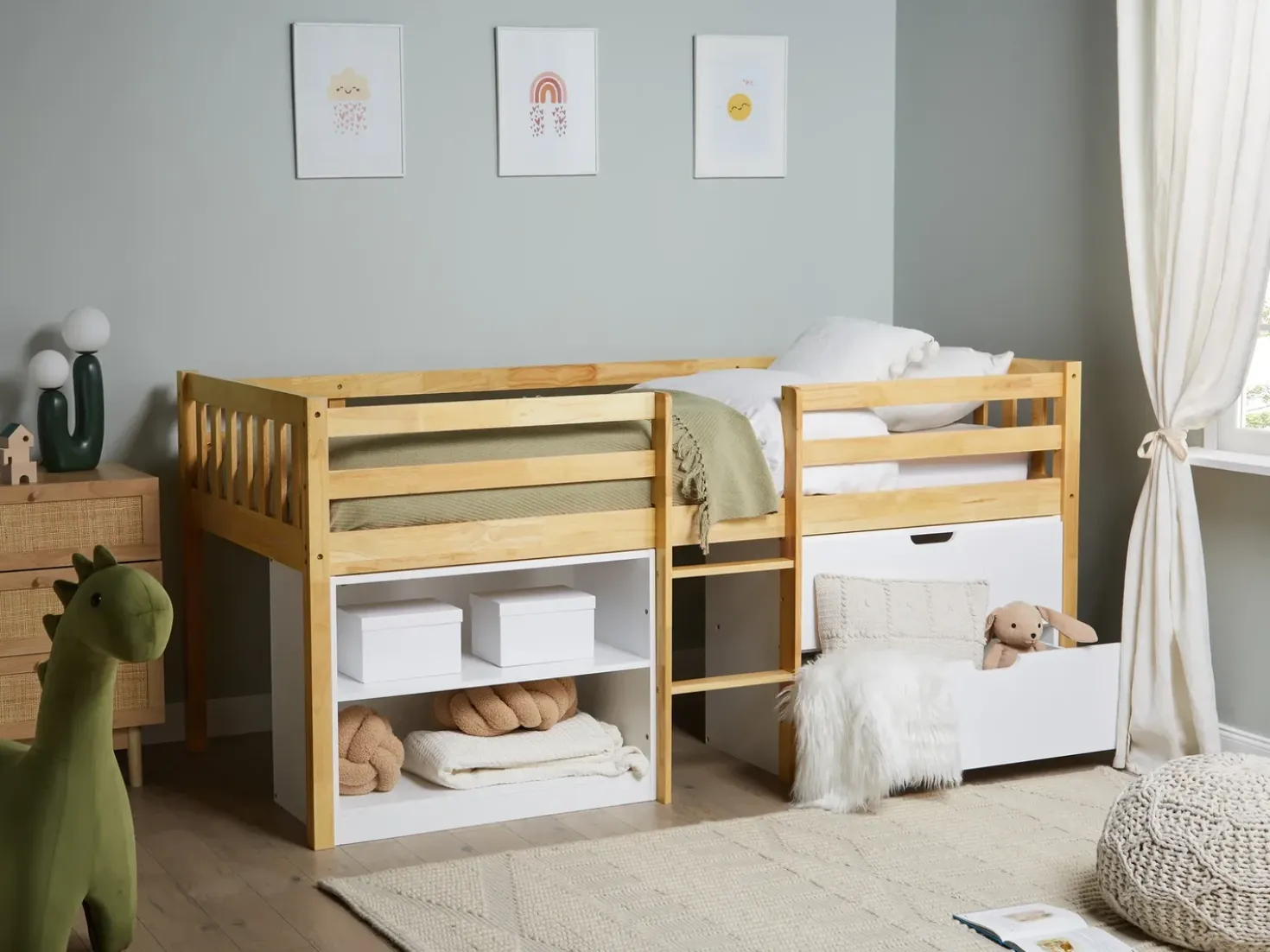Letto a mezza altezza Legno SUSVILLE 90 x 200 cm Marrone chiaro