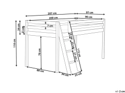 Letto a mezza altezza Legno di pino ASCOUX 90 x 200 cm Bianco