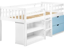 Letto a mezza altezza Legno SUSVILLE 90 x 200 cm Blu