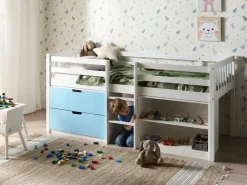 Letto a mezza altezza Legno SUSVILLE 90 x 200 cm Blu