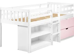 Letto a mezza altezza Legno SUSVILLE 90 x 200 cm Rosa