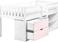 Letto a mezza altezza Legno SUSVILLE 90 x 200 cm Rosa