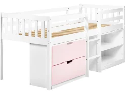 Letto a mezza altezza Legno SUSVILLE 90 x 200 cm Rosa