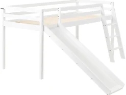 Letto a mezza altezza Legno di pino STAPLE 90 x 200 cm con Scivolo Bianco