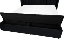Letto ad acqua con panca contenitore Velluto NOYERS 180 x 200 cm Nero