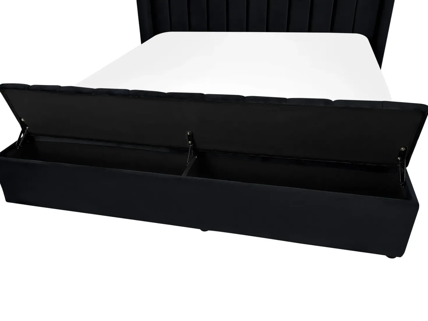 Letto ad acqua con panca contenitore Velluto NOYERS 180 x 200 cm Nero