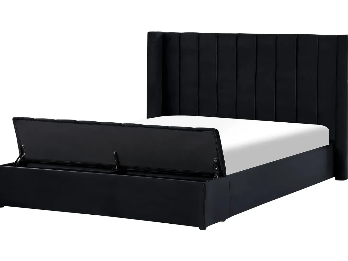 Letto ad acqua con panca contenitore Velluto NOYERS 180 x 200 cm Nero