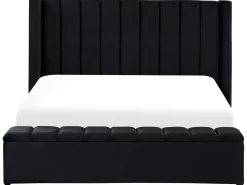 Letto ad acqua con panca contenitore Velluto NOYERS 180 x 200 cm Nero
