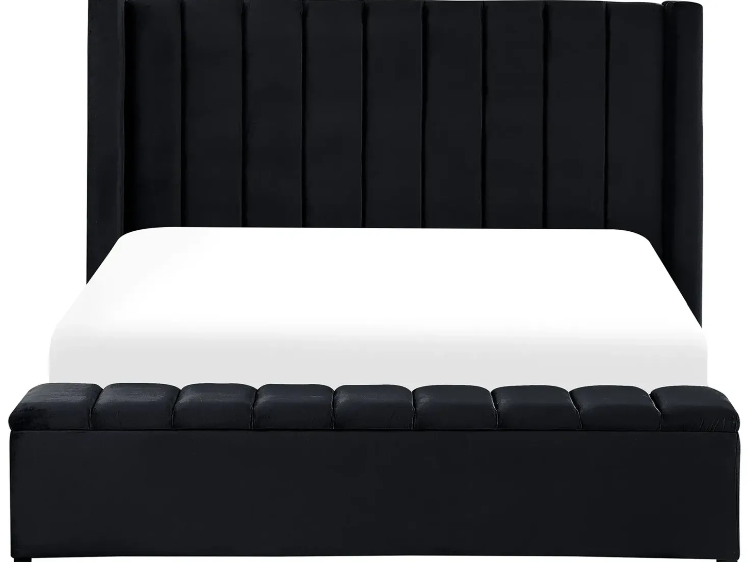 Letto ad acqua con panca contenitore Velluto NOYERS 180 x 200 cm Nero