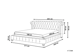Letto ad acqua Velluto CAVAILLON 180 x 200 cm Grigio chiaro