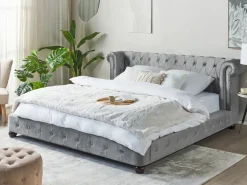 Letto ad acqua Velluto CAVAILLON 180 x 200 cm Grigio chiaro